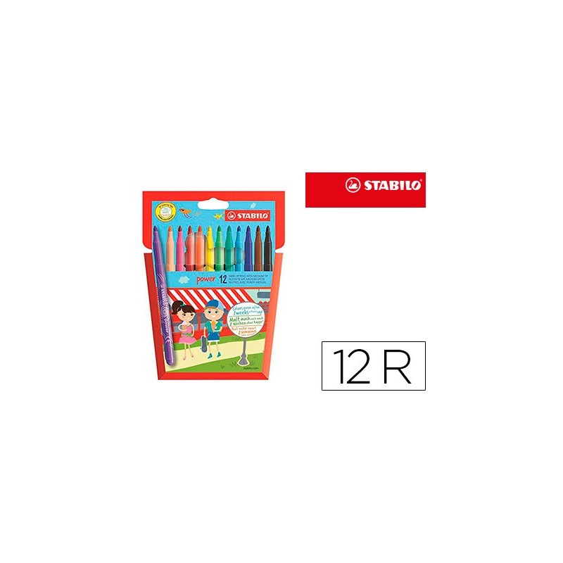 ROTULADOR STABILO POWER CAJA DE 12 UNIDADES COLORES SURTIDOS
