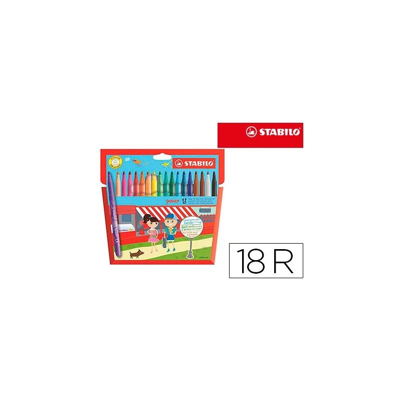 ROTULADOR STABILO POWER CAJA DE 18 UNIDADES COLORES SURTIDOS