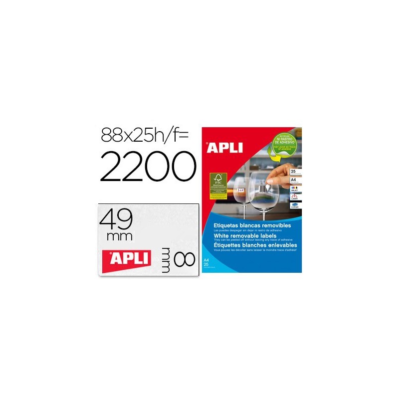 ETIQUETA ADHESIVA APLI REMOVIBLE 10314 ESPECIAL JOYERIA 45X8 MM FOTOCOPIADORA LASER INK-JET CAJA CON 25