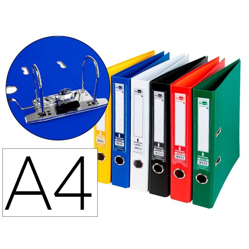 ARCHIVADOR DE PALANCA LIDERPAPEL A4 DOCUMENTA FORRADO PVC CON RADO LOMO 75 MM COLORES SURTIDOS CLASSIC