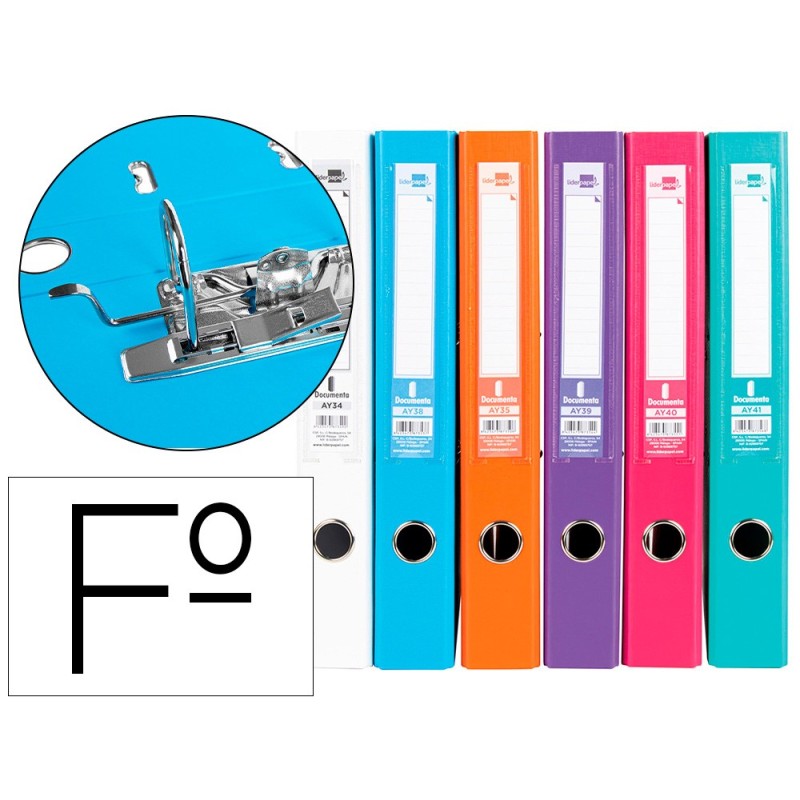 ARCHIVADOR DE PALANCA LIDERPAPEL FOLIO DOCUMENTA FORRADO PVC CON RADO LOMO 52 MM COLORES SURTIDOS TRENDING