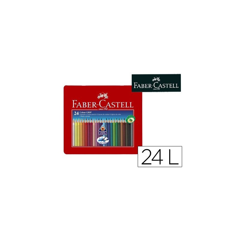 LAPICES DE COLORES FABER CASTELL ACUARELABLE COLOUR GRIP TRIANGULAR CAJA METALICA DE 24 COLORES SURTIDOS