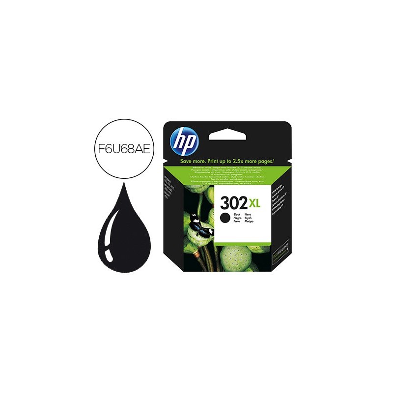 INK-JET HP 302XL DESKJET 1110 / 2130 / 3630 OFFICEJET 3830 / 4650 ENVY 4520 NEGRO 480 PAG