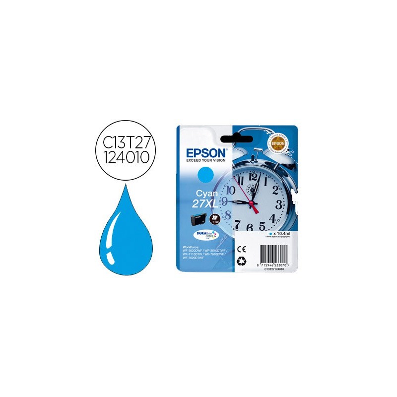 INK-JET EPSON 27XL WF3620 / 7110 / 7610 / 7620 CYAN 1.100 PAG