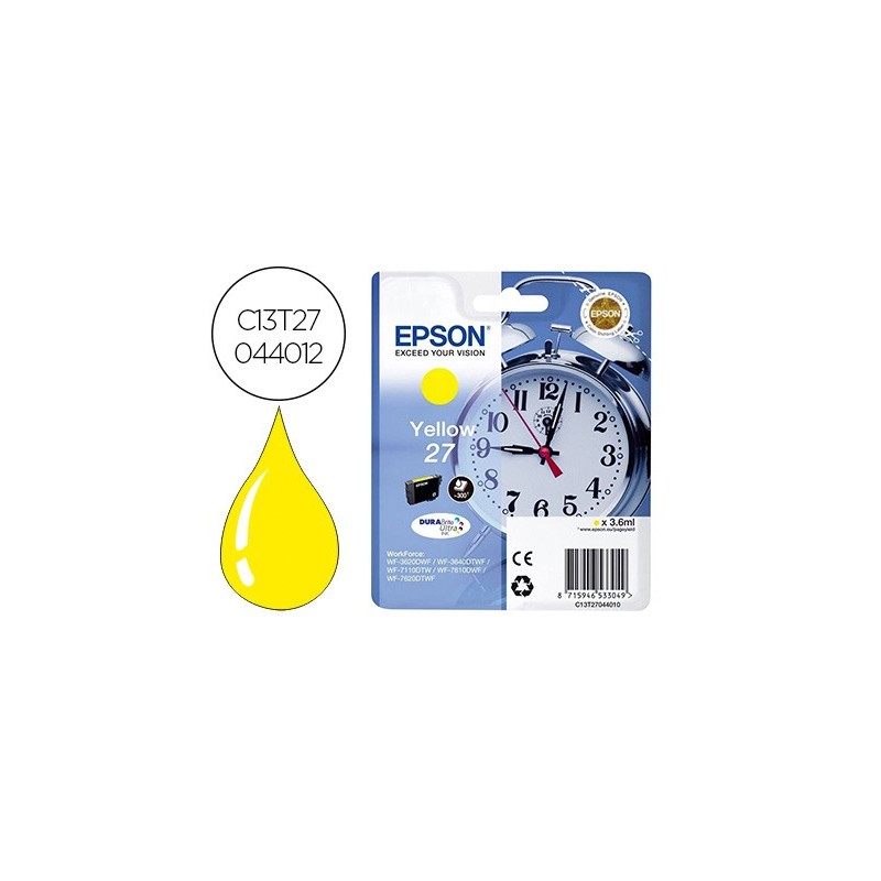 INK-JET EPSON 27 WF-3620 / 711 0 / 7610 / 7620 AMARILLO 2.200 PAG
