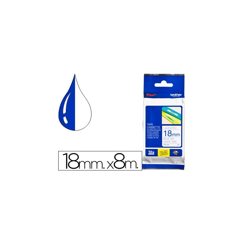 CINTA BROTHER TZE-243 LAMINADA AZUL-BLANCO 18 MM 8MTS