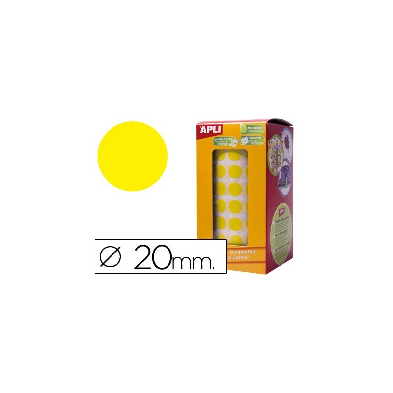 GOMETS AUTOADHESIVOS CIRCULARES 20 MM AMARILLO EN ROLLO