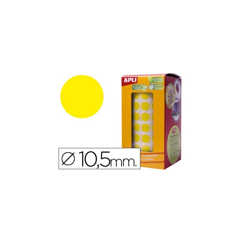 GOMETS AUTOADHESIVOS CIRCULARES 10,5MM AMARILLO EN ROLLO