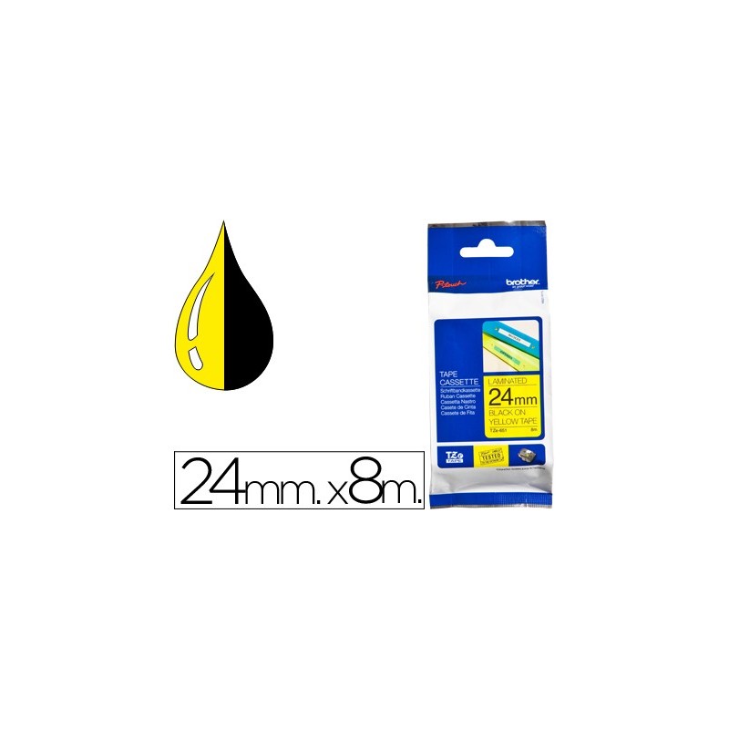 CINTA BROTHER TZE-651 AMARILLO/NEGRO 24MM LONGITUD DE 8MTS