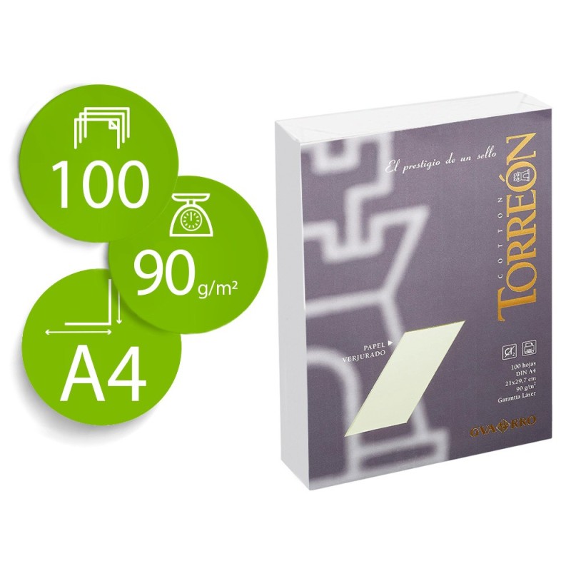 PAPEL TORREON AHUESADO A4 90 GR PAQUETE DE 100 HOJAS