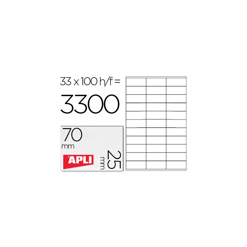 ETIQUETA ADHESIVA APLI 1270 TAMAO 70X25 MM -FOTOCOPIADORA -LASER -INK-JET-CAJA CON 100 HOJAS DIN A4