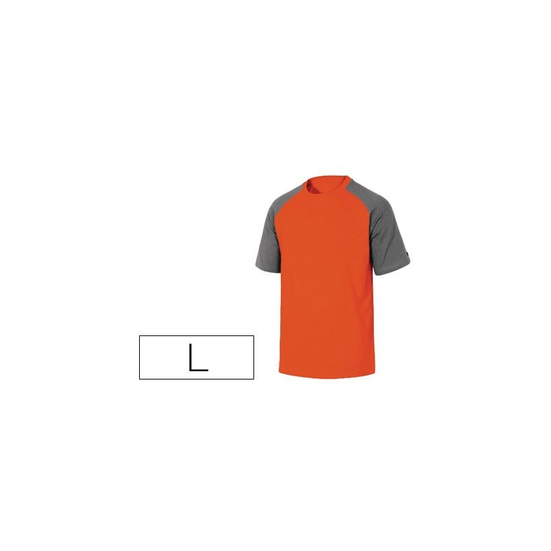 CAMISETA DE ALGODON DELTAPLUS COLOR GRIS NARANJA TALLA L