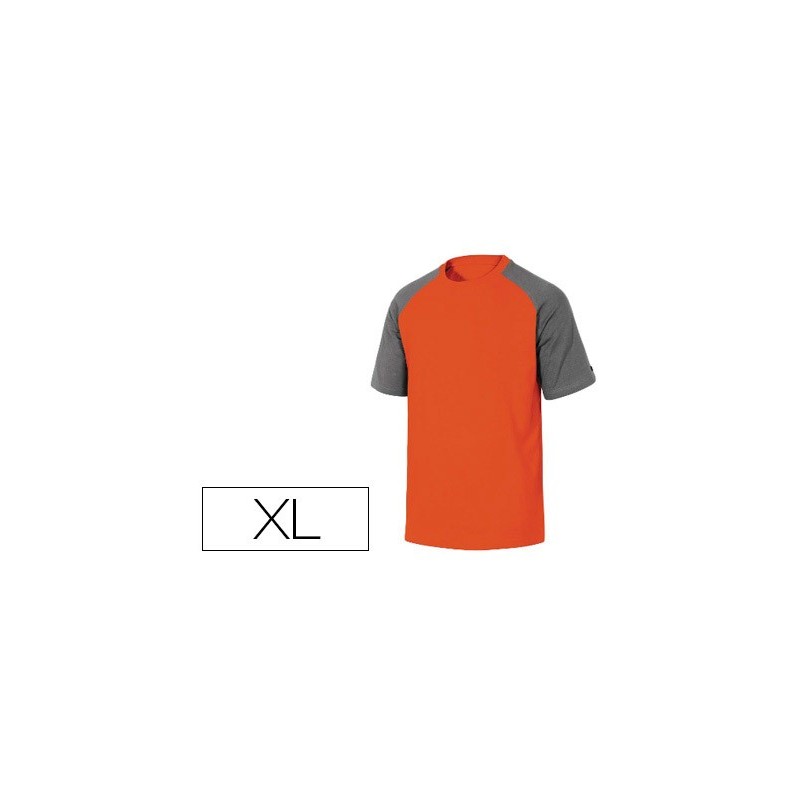 CAMISETA DE ALGODON DELTAPLUS COLOR GRIS NARANJA TALLA XL