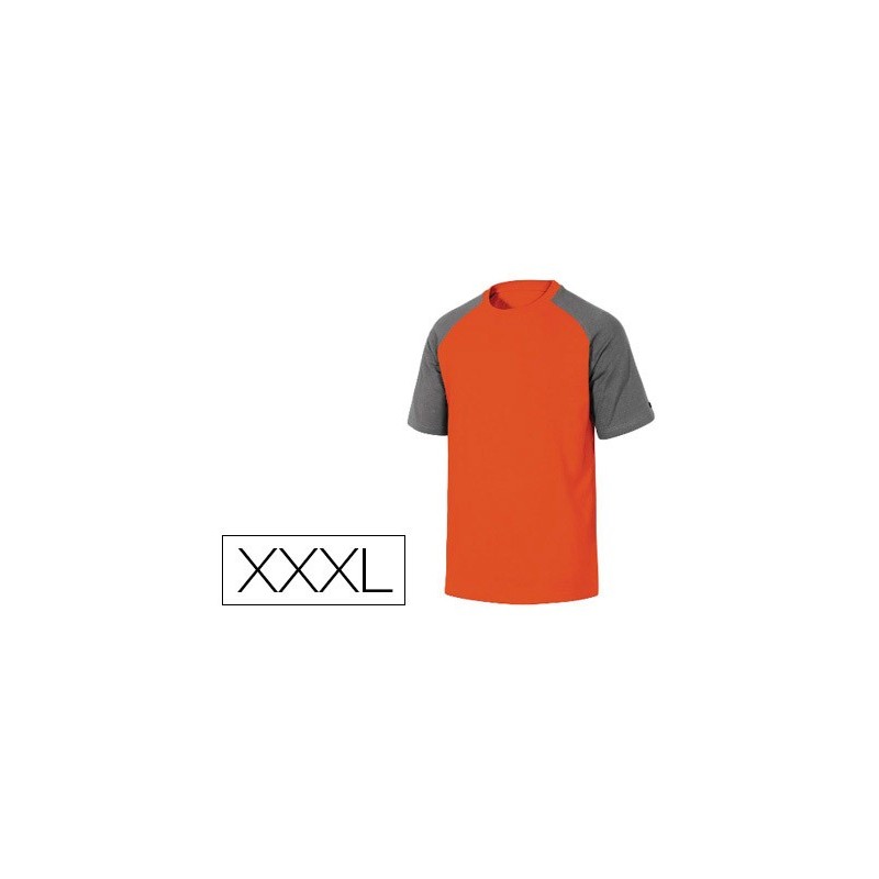 CAMISETA DE ALGODON DELTAPLUS COLOR GRIS NARANJA TALLA XXXL