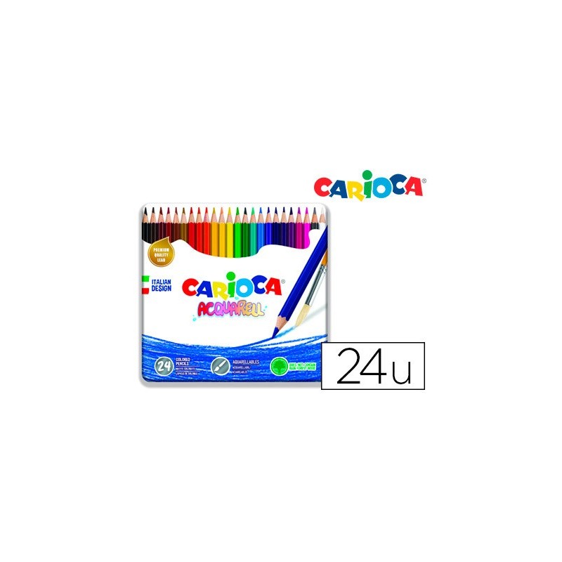 LAPICES DE COLORES CARIOCA ACUARELABLE CAJA METALICA DE 24 COLORES SURTIDOS