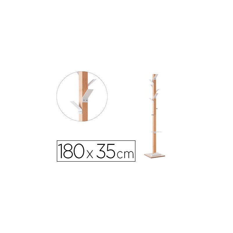 PERCHERO MADERA PAPERFLOW HAYA 8 COLGADORES CON PARAGUERO BLANCO ALTURA 180 CM