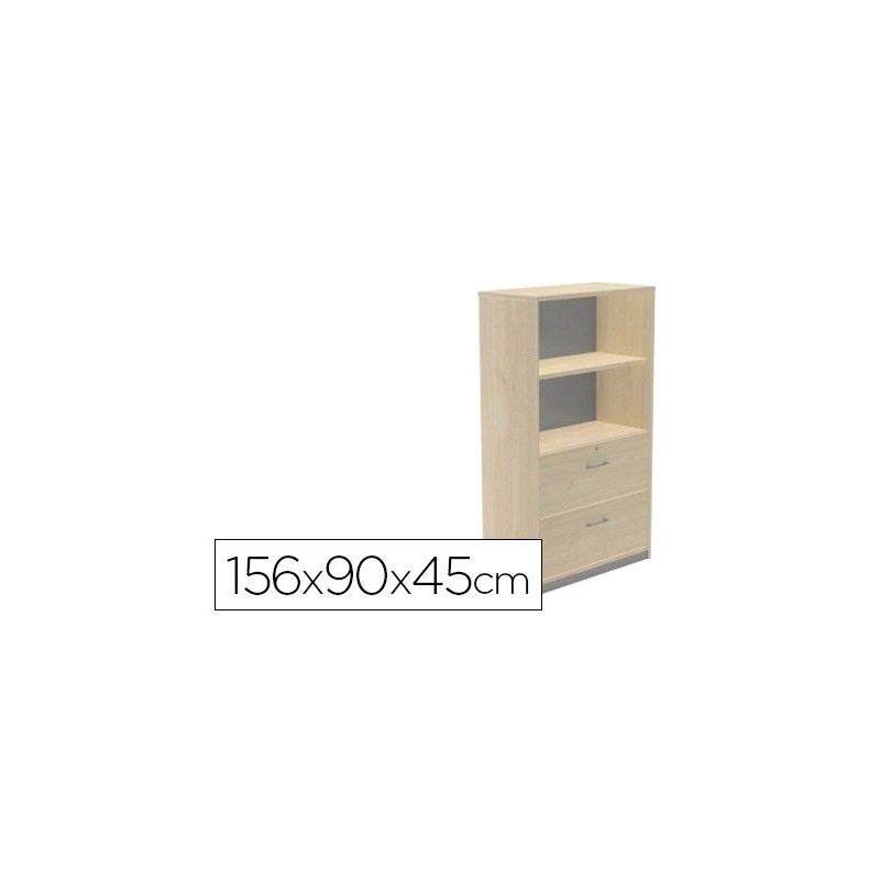 ARMARIO ROCADA CON DOS ESTANTES Y DOS CAJONES INFERIORES SERIE STORE 156X90X45 CM ACABADO AA01