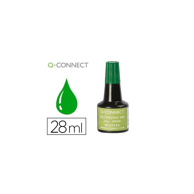 TINTA TAMPON Q-CONNECT VERDE FRASCO DE 28 ML