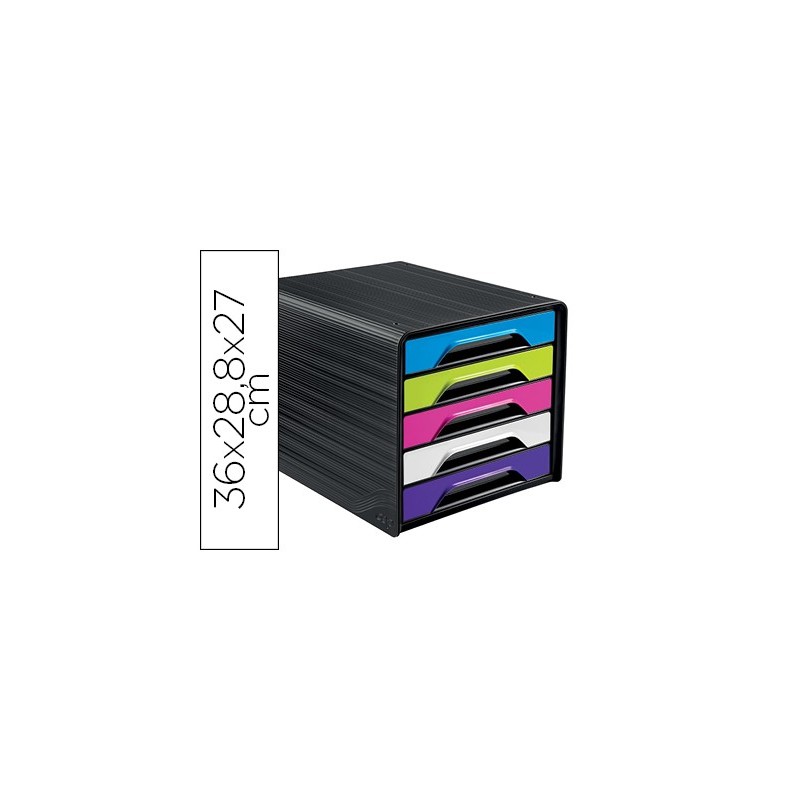 FICHERO CAJONES DE SOBREMESA CEP 5 CAJONES NEGRO/MULTICOLOR FLASHY 360X288X270 MM