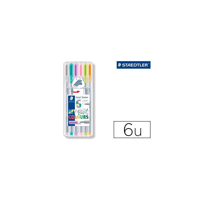 ROTULADOR STAEDTLER TRIPLUS FINELINER MY PASTEL ESTUCHE DE 6 UNIDADES COLORES SURTIDOS
