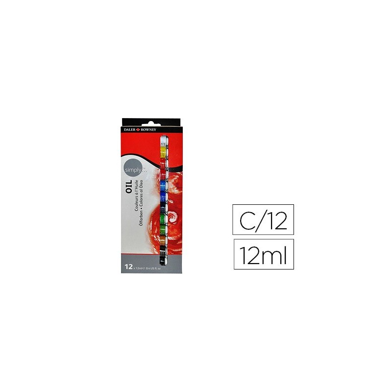 PINTURA OLEO DALER ROWNEY SIMPLY CAJA DE 12 COLORES SURTIDOS TUBO DE 12 ML