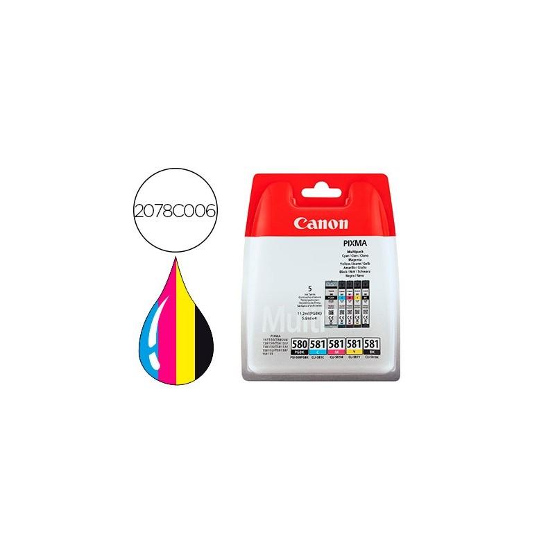 INK JET CANON PGI-580/CLI-581 PIXMA PARA TS6150 / TS8150 / TR7550 / TR8550 MULTIPACK NEGRO AMARILLO CIAN MAGENTA