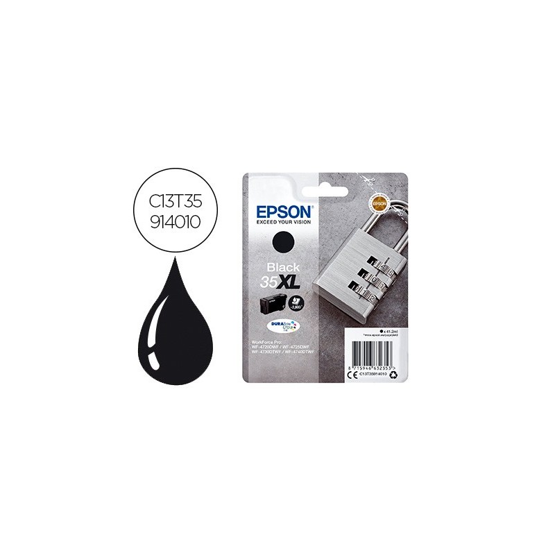 INK-JET EPSON 35XL T3591 PRO WF-4720DWF / 4725DWF / 4730DTWF / 4740DTWF NEGRO ALTA CAPACIDAD 1900 PAGINAS
