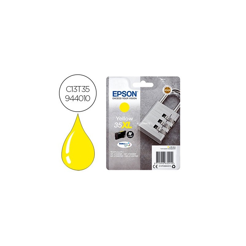 INK-JET EPSON 35XL T3594 PRO WF-4720DWF / 4725DWF / 4730DTWF / 4740DTWF AMARILLO ALTA CAPACIDAD 1900 PAGINAS