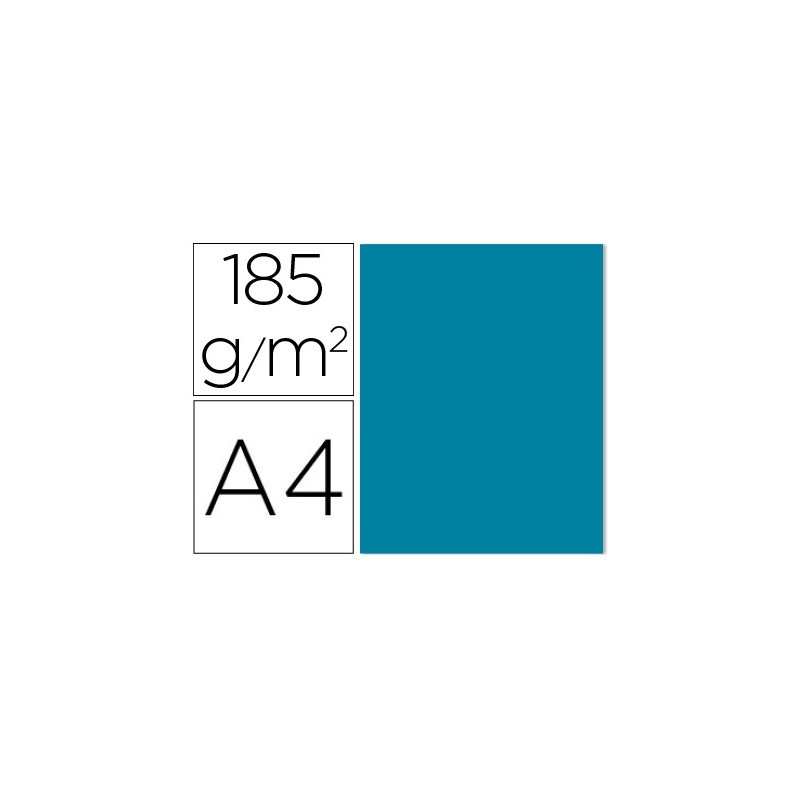 CARTULINA GUARRO DIN A4 AZUL CARIBE 185 GR PAQUETE DE 50 HOJAS