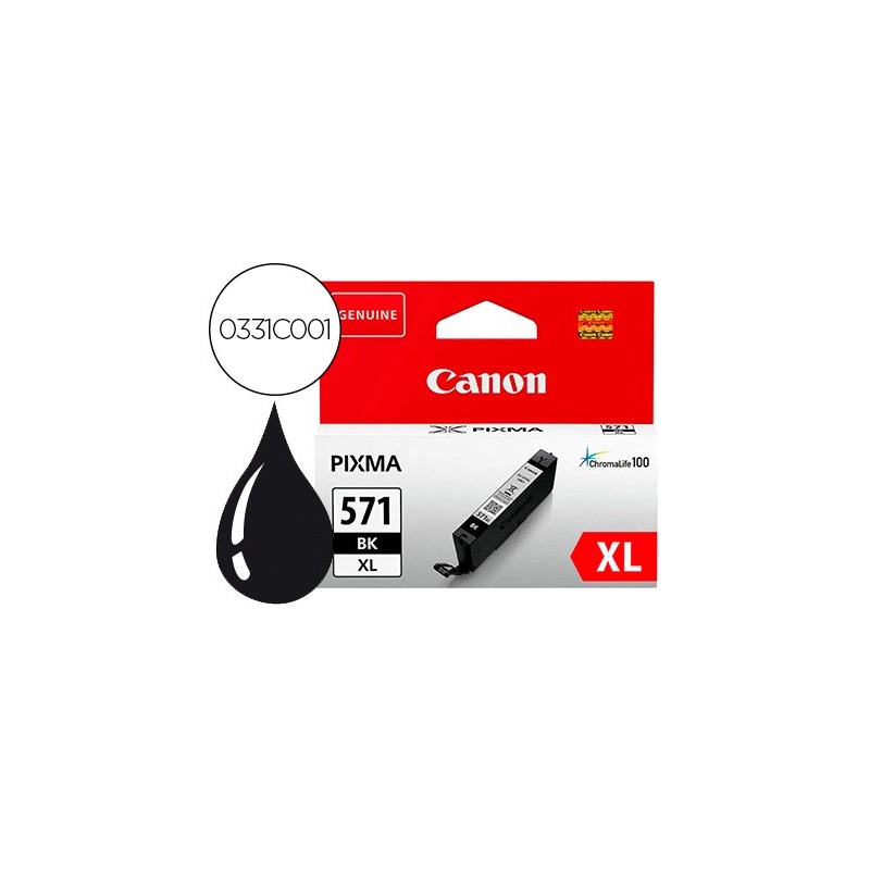 INK-JET CANON CLI-571BK XL PIXMA TS5051 / 5053 / 5055 / 6050 / 6051 / 6052 / 8051 / 8052 / 9050 / 9055 NEGRO 4425