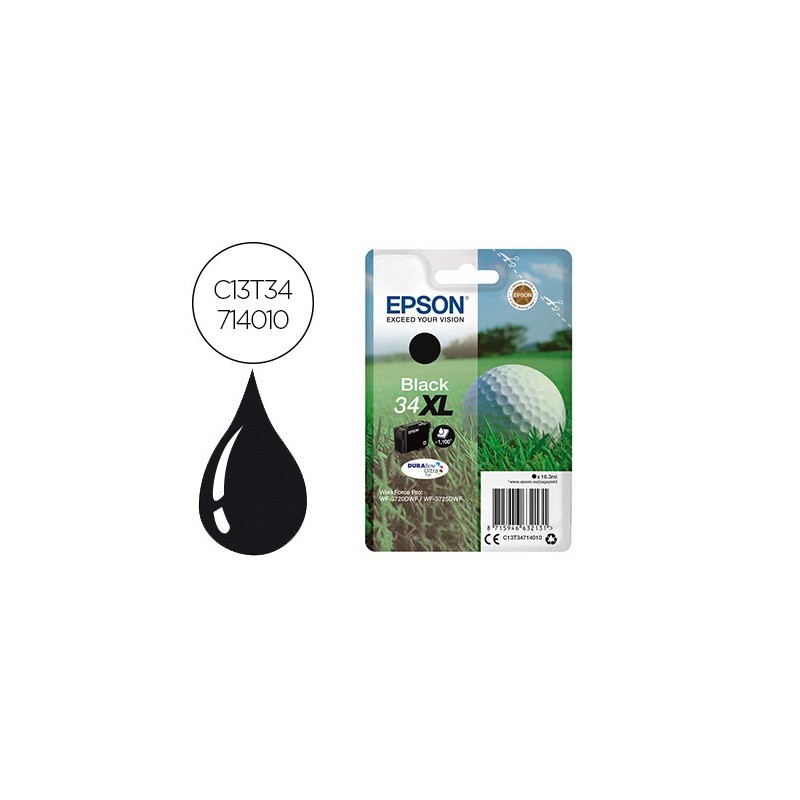 INK-JET EPSON 34XL WORKFORCE PRO WF-3720 / WF-3720DWF / WF-3725DWF NEGRO 1.100 PAG