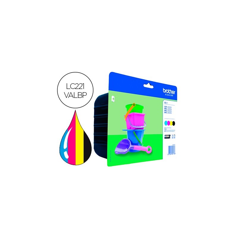 INK-JET BROTHER LC221VAL DCP-J562DW / MFC-J480DW / 680DW / 880DW MULTIPACK 4 COLORES NEGRO / AMARILLO /