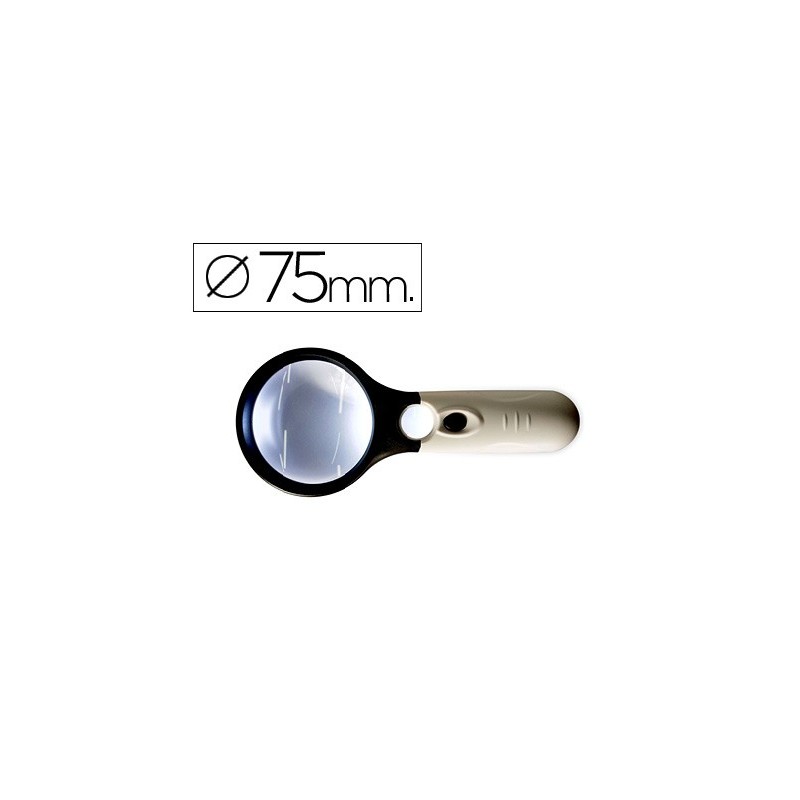 LUPA Q-CONNECT ELECTRICA ARO ABS 75 MM 3 AUMENTOS 3 BOMBILLAS LED