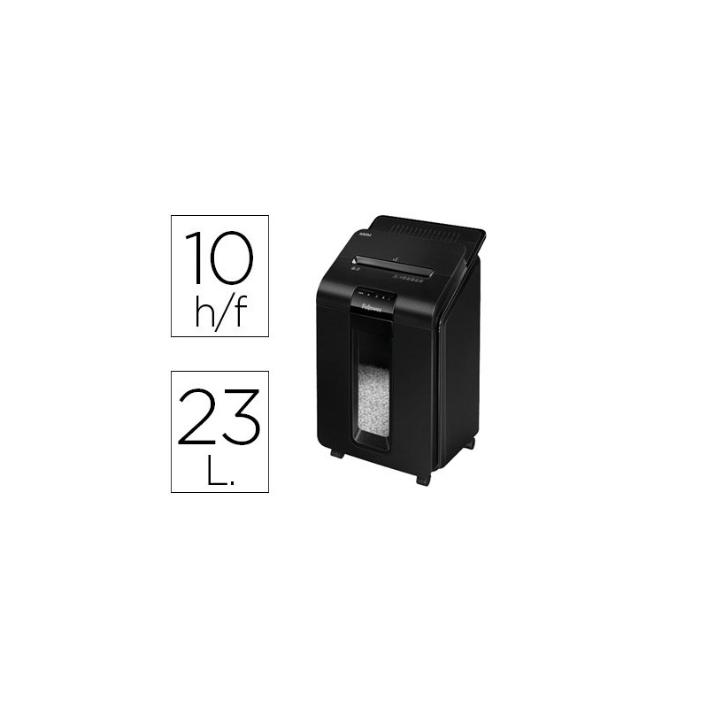 DESTRUCTORA DE DOCUMENTOS FELLOWES AUTO+100M CAPACIDAD DE CORTE 100 HOJAS DESTRUYE GRAPAS CLIPS Y TARJETAS 23L