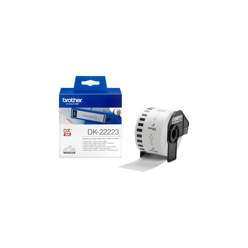 ETIQUETA BROTHER DK22223 CINTA PAPEL CONTINUO ADHESIVA REMOVIBLE BLANCA 50 MM X 30,48 MT
