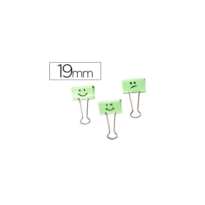 PINZA METALICA RAPESCO REVERSIBLE 19 MM SONRISAS VERDE CAJITA DE 80 UNIDADES