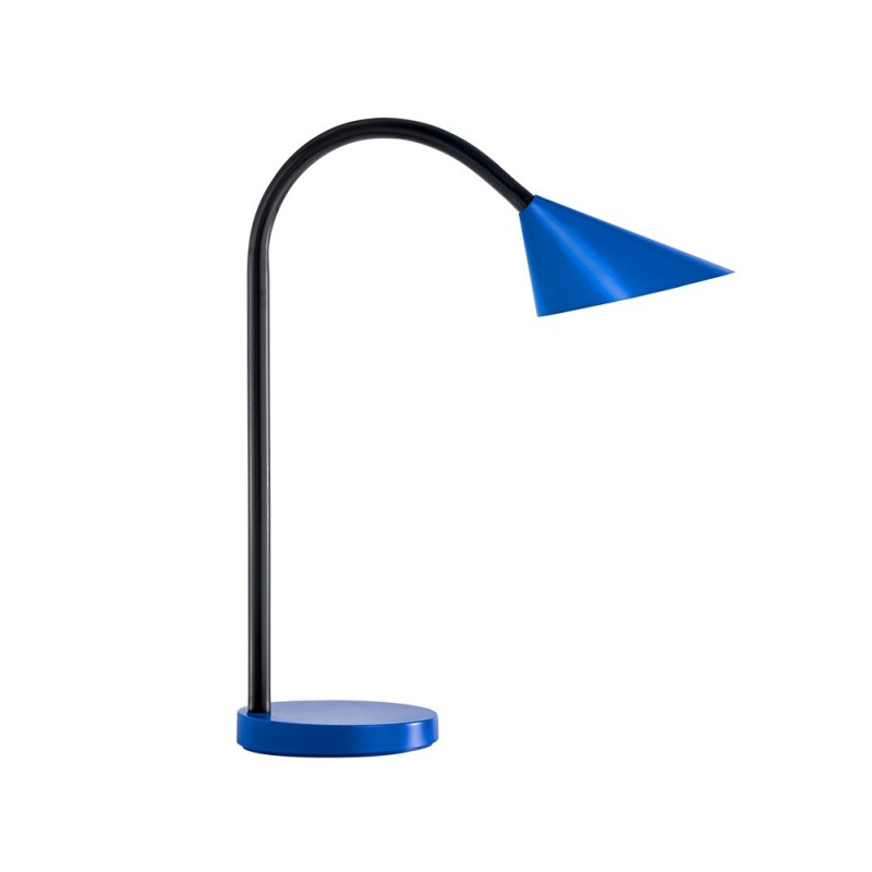 LAMPARA DE ESCRITORIO UNILUX SOL LED 4W BRAZO FLEXIBLE ABS Y METAL AZUL BASE 14 CM DIAMETRO