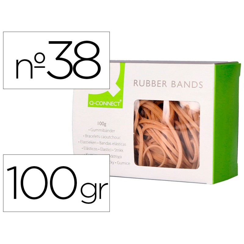 GOMILLAS ELASTICAS Q-CONNECT 100 GR 150X3 MM NUMERO 38