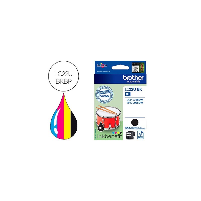 INK-JET BROTHER LC22UBK XL DCP-J785DW / DCP-J785DWXL / MFC-J985DW / MFC-J985DW NEGRO 2.400 PAG