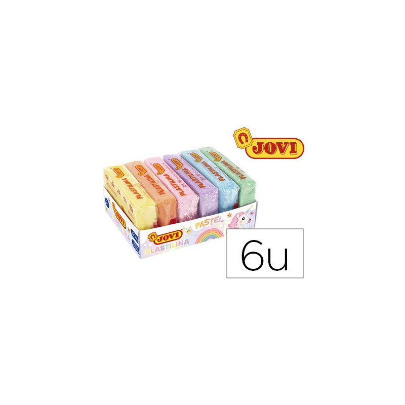 PLASTILINA JOVI 70 TAMAO PEQUEO CAJA DE 6 UNIDADES COLORES PASTEL SURTIDOS 50G