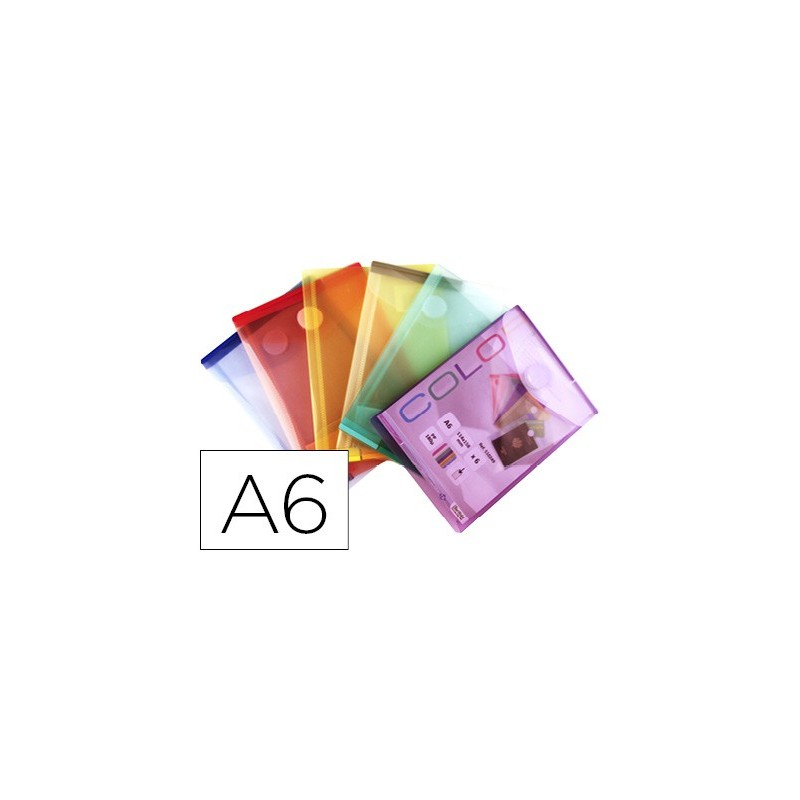 CARPETA TARIFOLD DOSSIER BROCHE DIN A6 VERTICAL POLIPROPILENO 200 MC VELCRO EXPOSITOR 60 UDS SURTIDAS