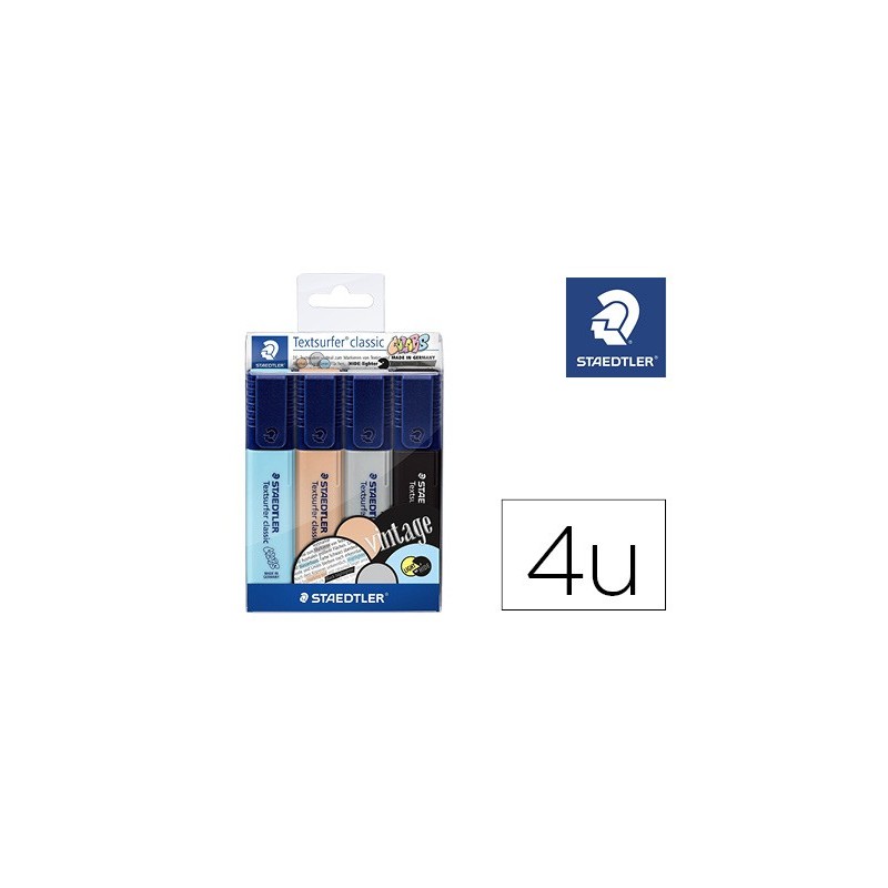 ROTULADOR TEXTSURFER CLASSIC 364 PASTEL & VINTAGE BOLSA DE 4 UNIDADES COLORES SURTIDOS