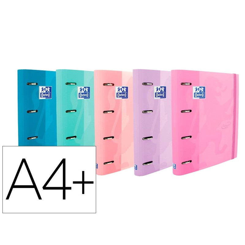 CARPETA CON RECAMBIO OXFORD EUROPEANBINDER TOUCH PASTEL 4 ANILLAS 35 MM DIN A4+ TAPA EXTRADURA CON GOMILLA COLORES