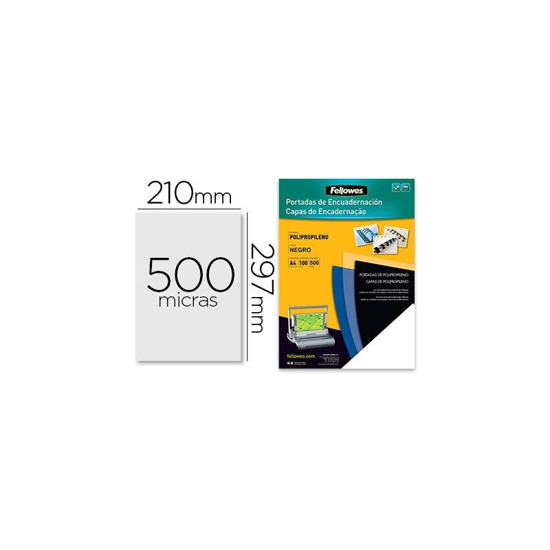 TAPA DE ENCUADERNACION FELLOWES DIN A4 POLIPROPILENO NEGRO 450 MICRAS PACK DE 100 UNIDADES