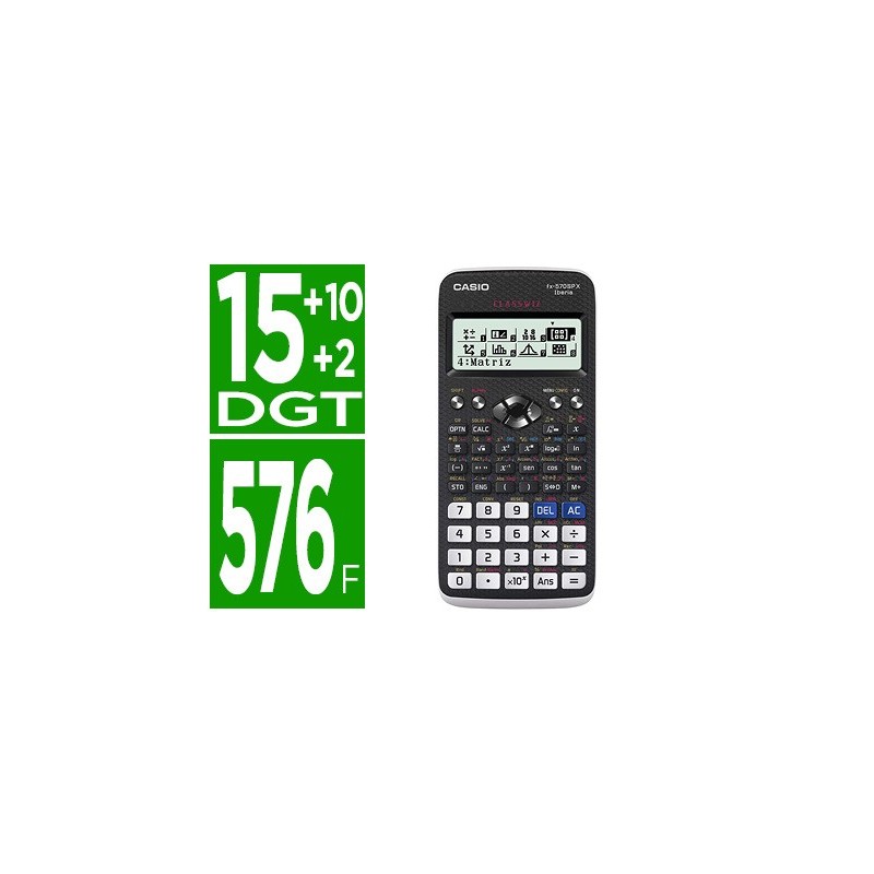 CALCULADORA CASIO FX-570SPX II CLASSWIZ CIENTIFICA 576 FUNCIONES 9 MEMORIAS 15+10+2 DIGITOS CODIGO QR CON TAPA