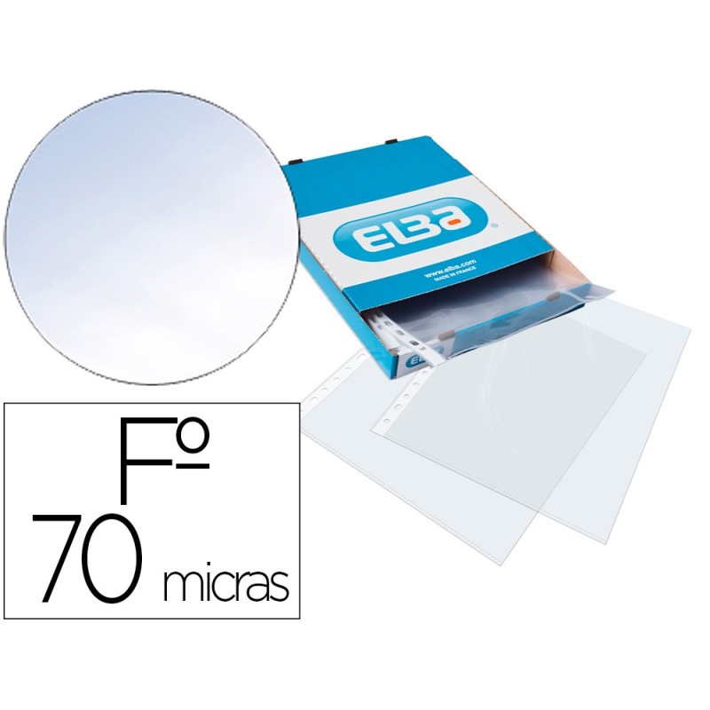 FUNDA MULTITALADRO ELBA STANDARD FOLIO 70 MICRAS CRISTAL CAJA DE 100 UNIDADES