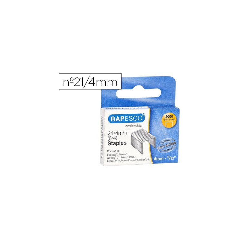 GRAPAS RAPESCO GALVANIZADA 21/4 TIPO 6/4 CAJA DE 2000 UNIDADES