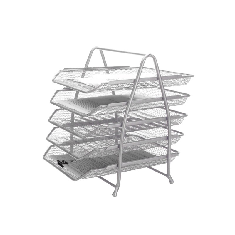 BANDEJA SOBREMESA METALICA Q-CONNECT KF18476 REJILLA PLATA 5 BANDEJAS MOVIBLES 350X275X375 MM