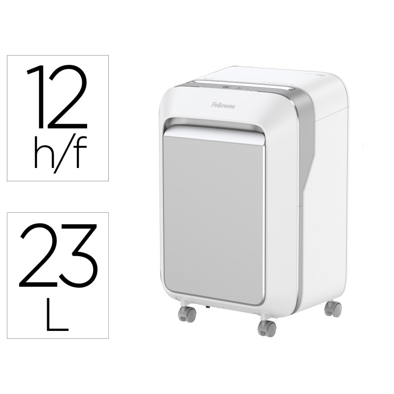 DESTRUCTORA DE DOCUMENTOS FELLOWES LX211 CAPACIDAD DE 15 HOJAS SEGURIDAD P5 BLANCA PAPELERA 23 L GRAPAS
