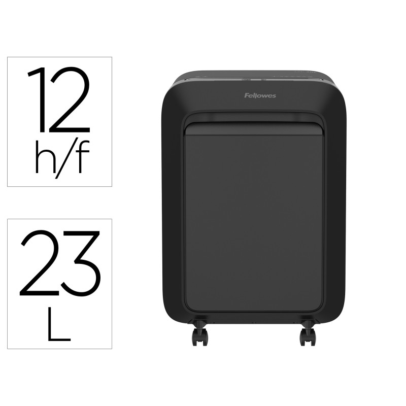 DESTRUCTORA DE DOCUMENTOS FELLOWES LX211 CAPACIDAD DE 15 HOJAS SEGURIDAD P5 NEGRA PAPELERA 23 L GRAPAS